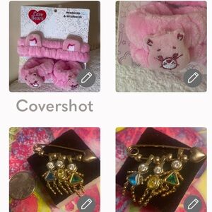 Care Bears headband/wristband set NOC+925 Children💛heart Pin 💚💙💛